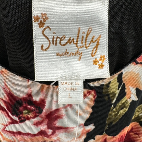 SirenLily Maternity Maxi Dress Large Black Floral with Bow Detail - Picture 5 of 8
